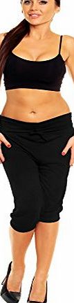 Zeta Ville Fashion Chick Cropped Trousers Shorts Jog Pants 202 (One Size UK 8/10/12, Black)