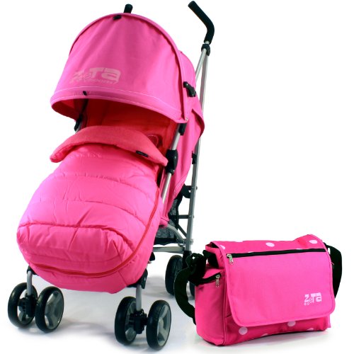- RASPBERRY + MC Footmuff + Bag & Raincover Stroller Pushchair Buggy suitable from birth