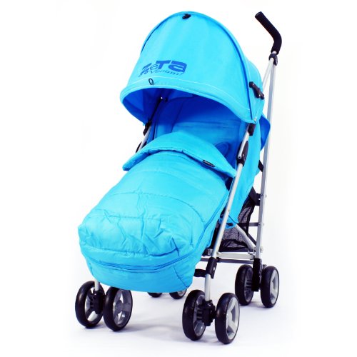 Baby Travel Zeta Vooom - Ocean + Mc Footmuff Blue Stroller Buggy Pushchair From Birth