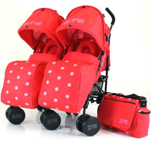 ZETA  Twin Pushchair Complete Package (Red Dots)