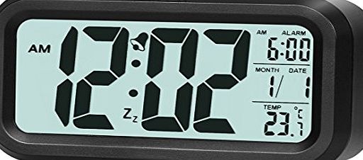 ZHPUAT 4.6`` Smart Controllable Brightness Backlight Digital Alarm Clock Black