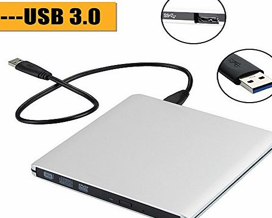 ZILONG External DVD Drive/Zilong Portable Ultra Slim USB 3.0 External CD RW/ DVD RW/CD ROM/ DVD ROM Drive/Writer/Rewriter/Burner/Reader for Apple Macbook, Macbook Pro, Macbook Air, Windows PC,Computer,Laptop