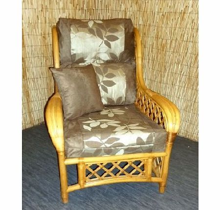 Luxury Cushion Covers for Cane Wicker and Rattan Conservatory and Garden Furniture - Brown Faux Suede amp; Jacquard Leaves - RRP 79.99