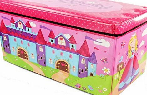 zizzi Kids Childrens Large Storage Toy Box Boys Girls Books Chest Clothes Seat Stool Shopmonk (Princess)