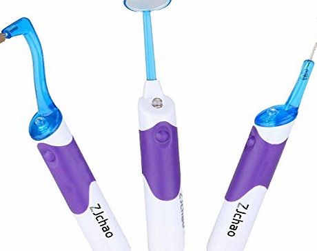 ZJchao Professional Home Oral Dental Hygeine Cleaning Tool Kits with LED Light - Dental Mirror   Plaque Remove   Tooth Stain Eraser 3 Pcs/set