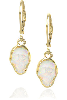 Opal skull earrings