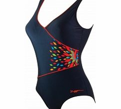 Zoggs Neon Tribal Wrap Crossover Ladies Swimsuit