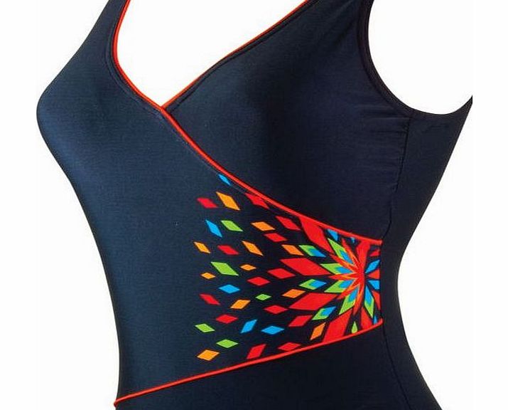 Zoggs Womens Neon Tribal Wrap Front Swimsuit