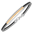 Black - Stainless Steel & Rubber Bracelet with Gold Plate