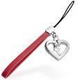 Zoppini Heart and Key Stainless Steel and Leather Mobile String