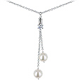 Pearl and Zircon Drop Sterling Silver Necklace