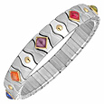 Stainless Steel and 18 K Gold Bracelet with Semi-Precious Multi-Color Stones