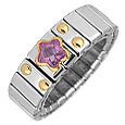 Stainless Steel and Gold Amethyst Star Ring