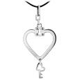 Stainless Steel Heart and Key Pendant w/Lace