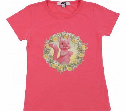 Squirrel and Flower T-shirt Pink `2 years,8 years