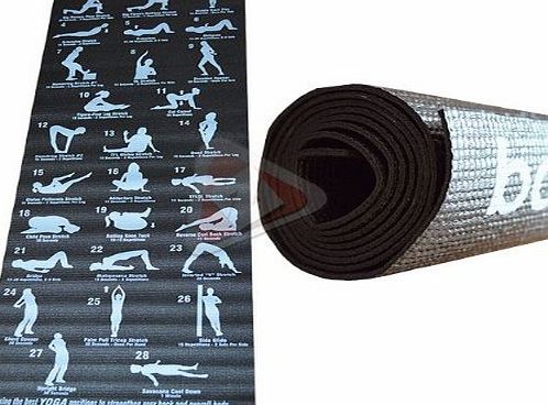 zuk New Yoga Exercise Fitness Workout Pilates Mat With 28 Best Yoga Positions Non Slip Bottom By ZONNIX UK LTD