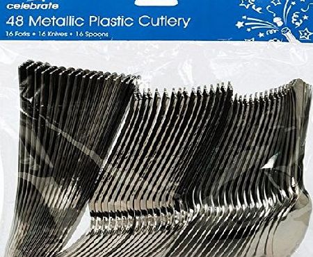 Zuvo Disposable / Re-Usable Silver Finish Cutlery Set For Parties BBQ