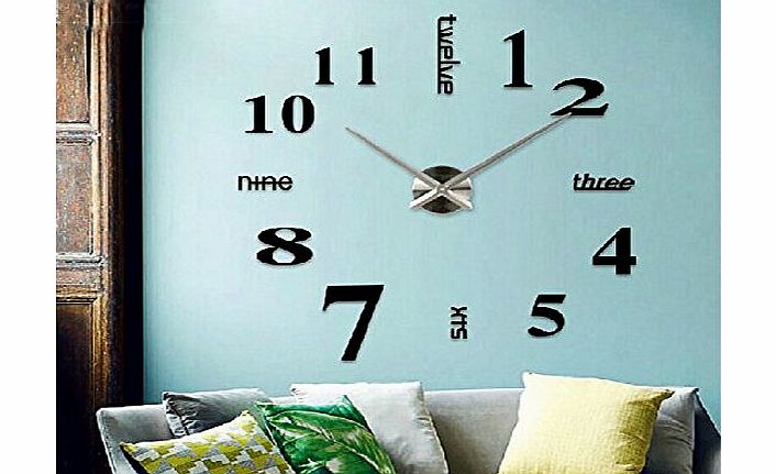 Zuwit Contemporary DIY Modern 3D Frameless Wall Large Clock 40`` Awesome Self Design Wall Clock-Roman Numeral (Black)
